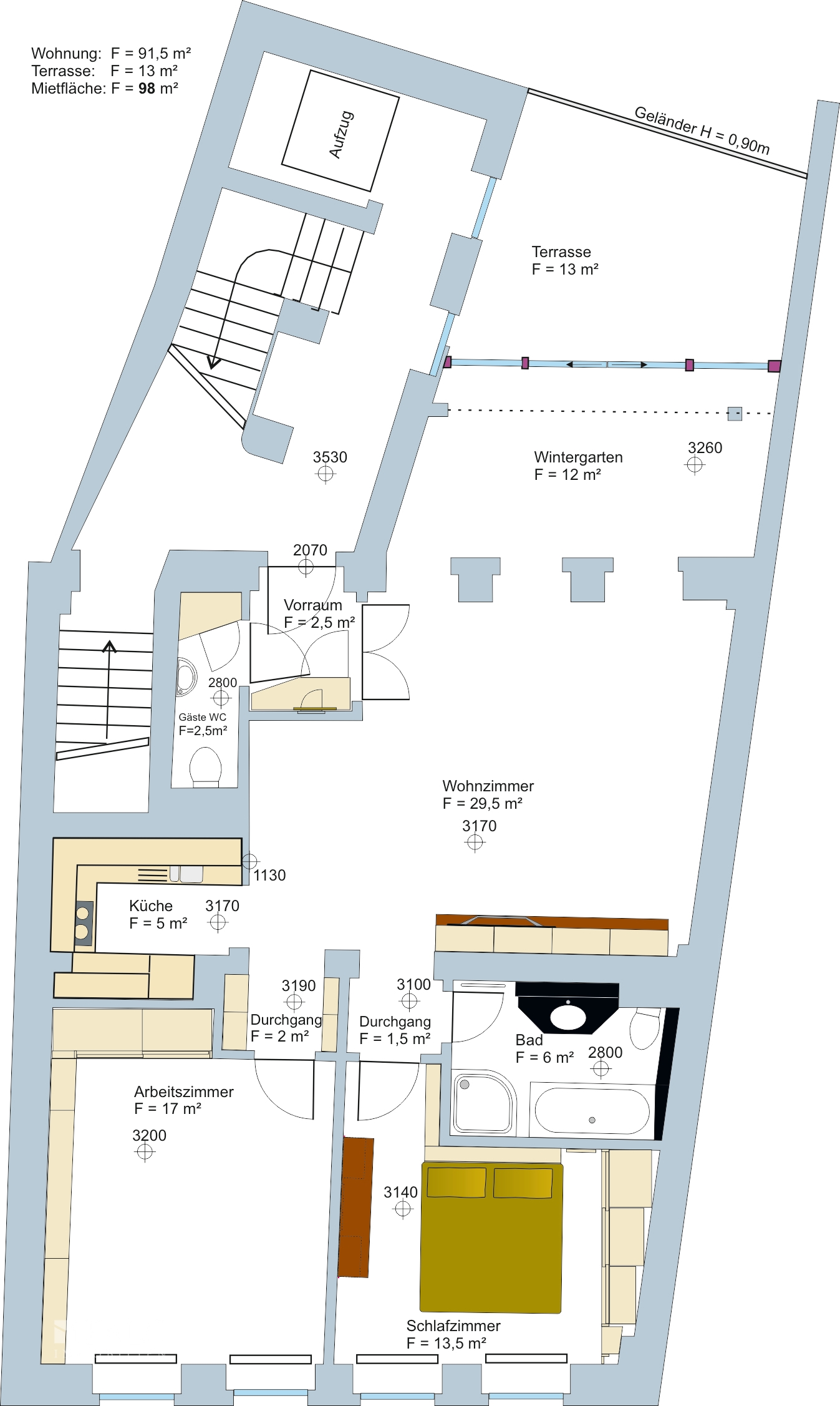 Grundriss inkl. Maßmöbel